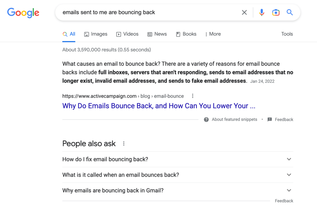 Google搜索反弹邮件